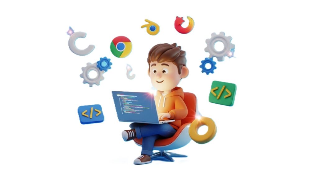 3d character doing web development